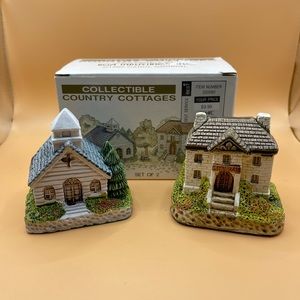 Vintage RGA Industries Collectible Country Cottages White Curch And City Hall